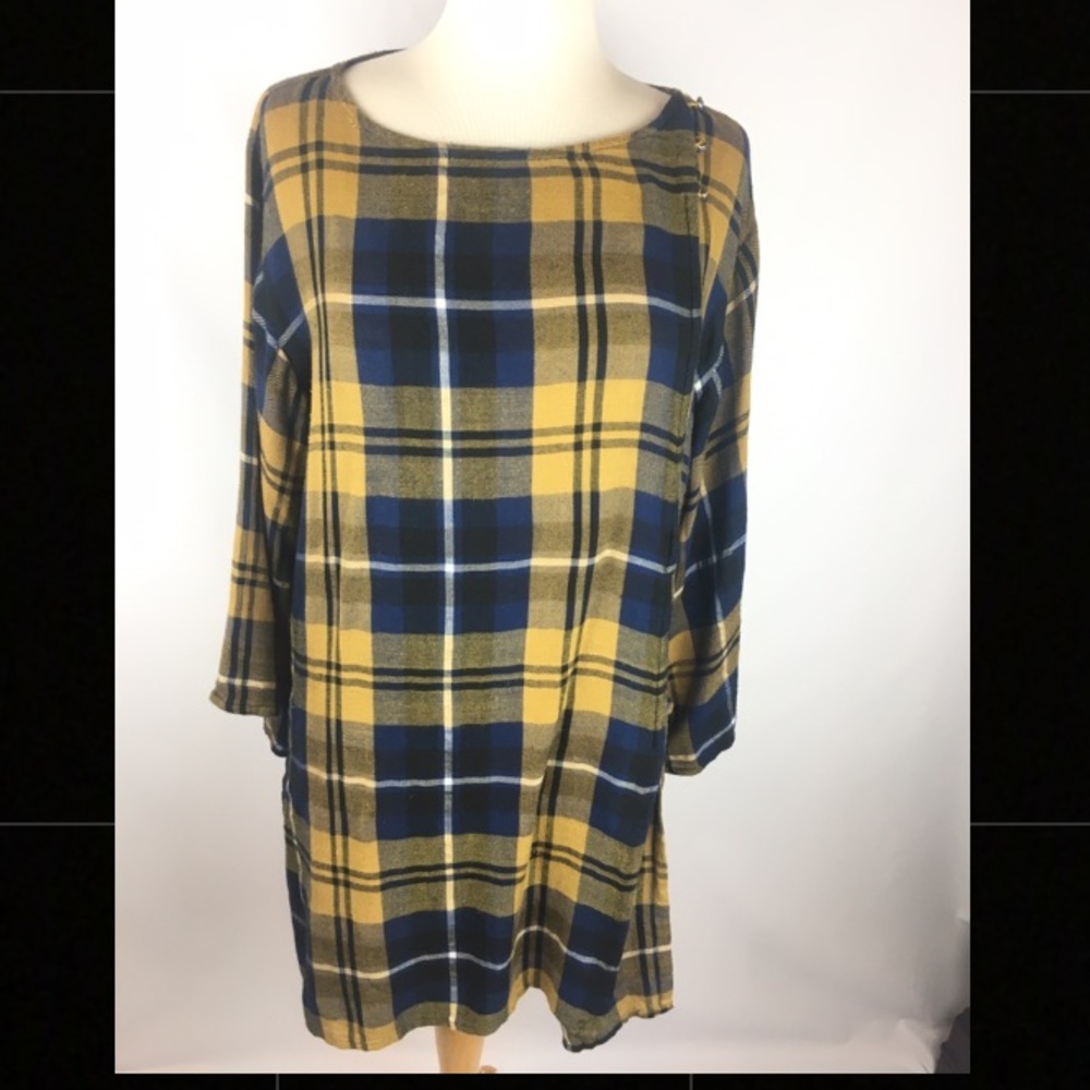 Generation Plaid wrap tunic dress Sz 12 large top